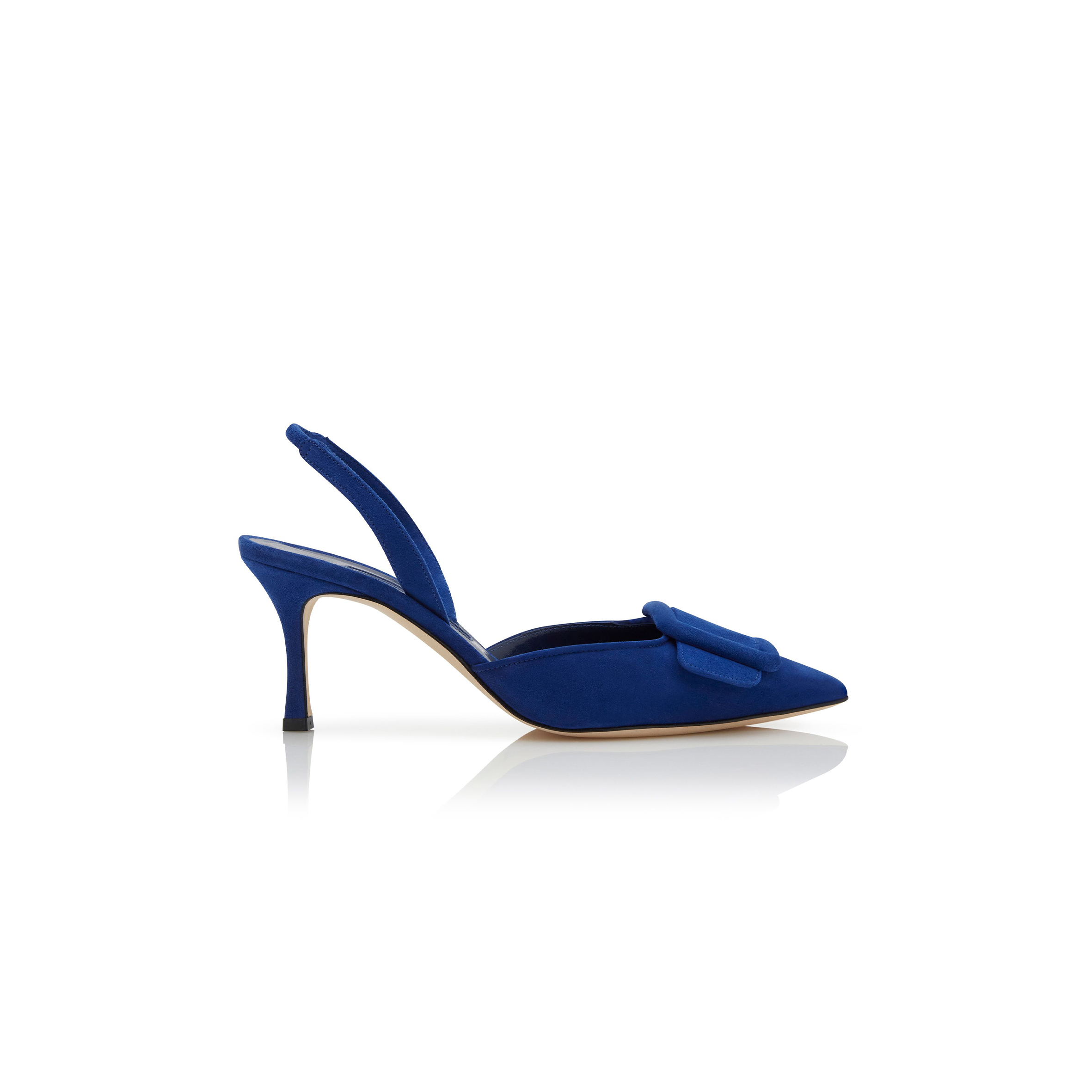 manolo blahnik maY*Li blue suede buckle detail slingback pumps 219-0182-0035